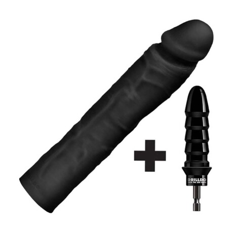 Dildo 20 cm Negro + Adaptador Drilldo Dildo 20 cm Negro + Adaptador Drilldo