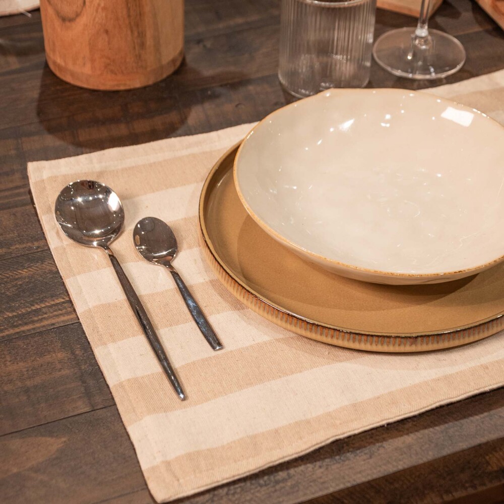 INDIVIDUAL RAYA WIDE LINO-Y-ALGODON 32*45, BEIGE