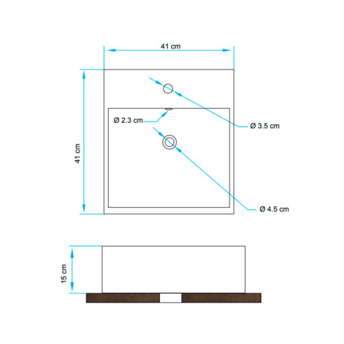 BACHA DE APOYO Y COLGAR LOZA BLANCA LINEA AMELIE 41X41X15 000