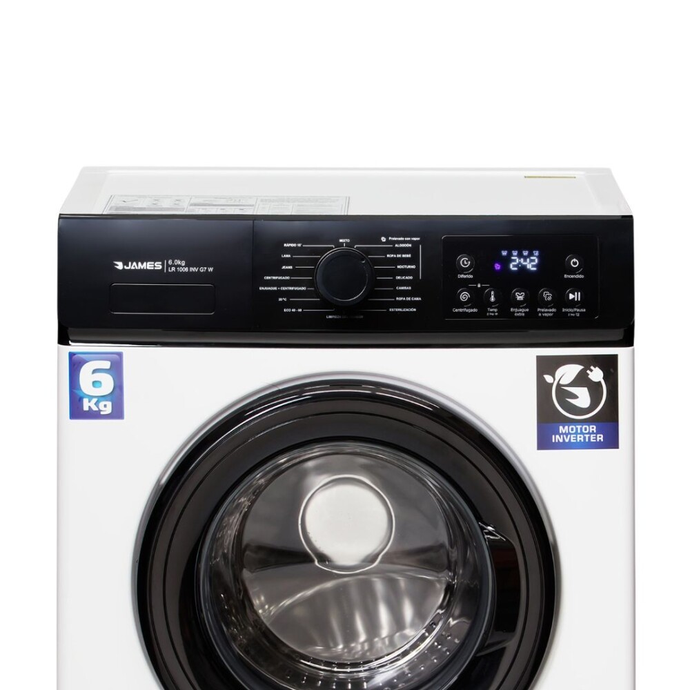Lavarropas Carga Frontal Blanco 6 Kg Inverter - Modelo LR 1006 INV G7 W - James Lavarropas Carga Frontal Blanco 6 Kg Inverter - Modelo LR 1006 INV G7 W - James