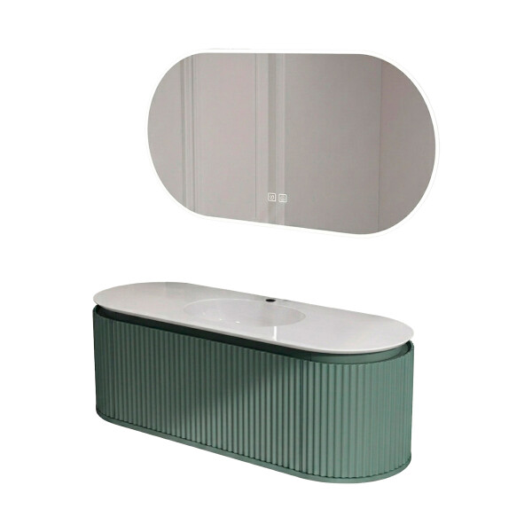 CONJNTO DE BAÑO HABITARE MODELO LT6004-100 / MUEBLE PVC+ BACHA + ESPEJO CIRCULAR C/ LUZ LED - 100 cm Conjnto De Baño Habitare Modelo Lt6004-100 / Mueble Pvc+ Bacha + Espejo Circular C/ Luz Led - 100 Cm