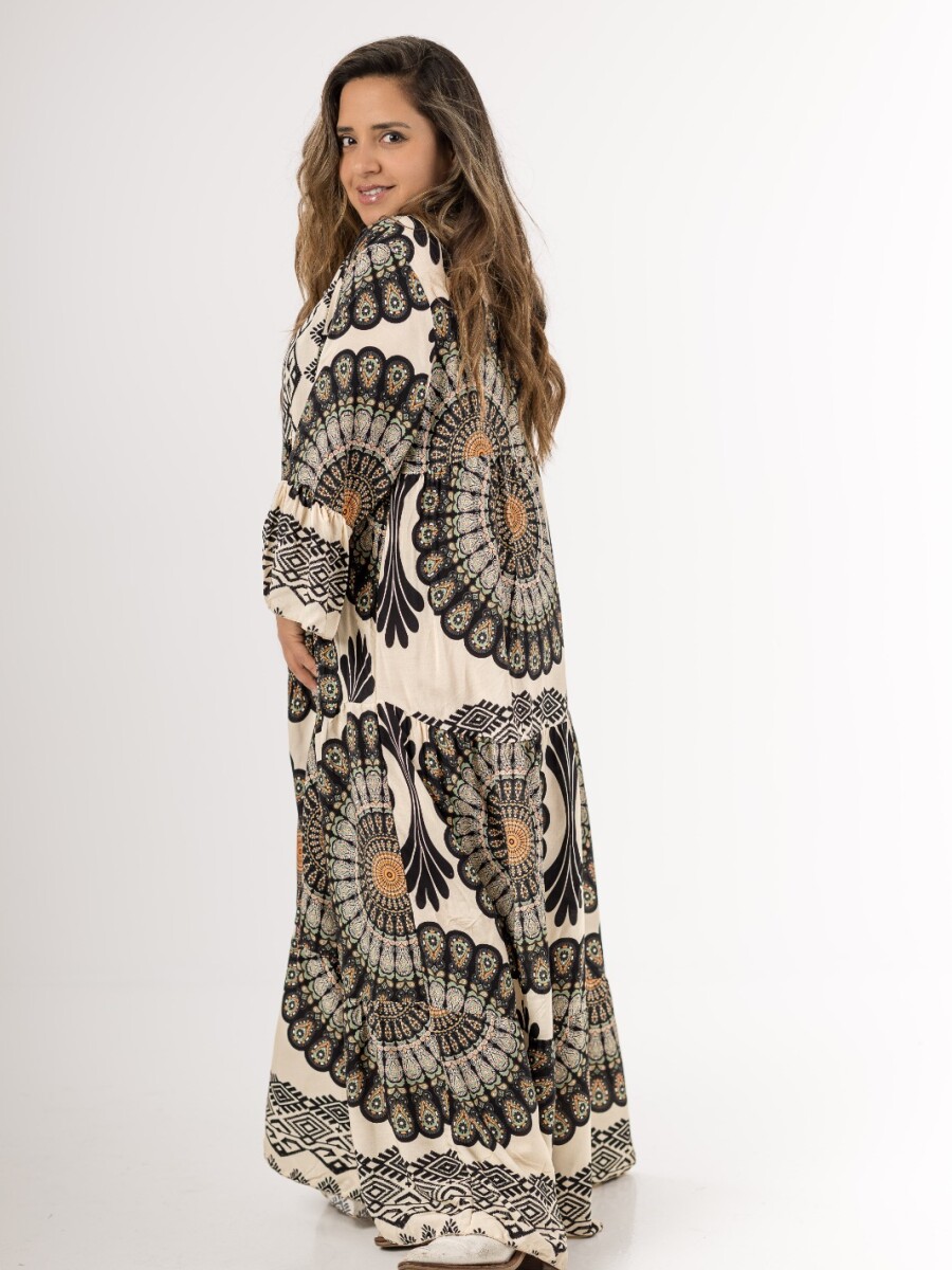 Vestido largo 100% viscosa Made in a Italy Negro