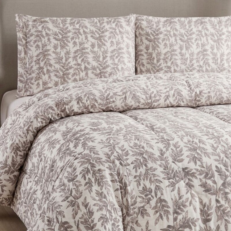 JGO EDREDON HOJAS GRIS TWIN 180X240CM 3PZ Unica