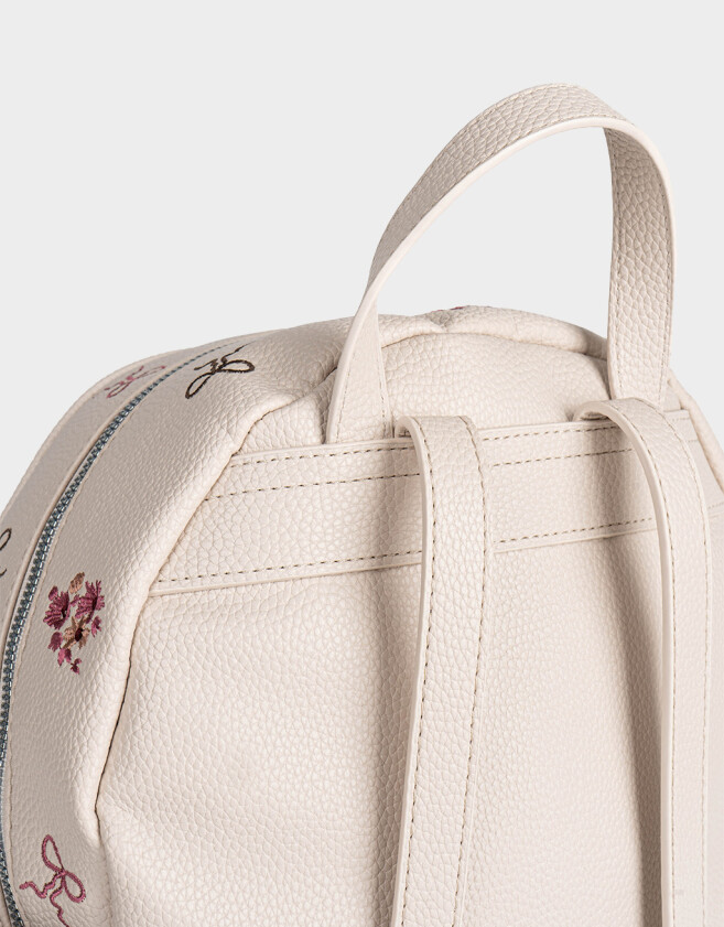 Mochilas Urbanas Mochila De Cuerina Estampada - Estampado Flores