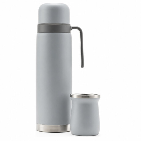 Set Matero Bologna Termo 1L + Mate Térmico Acero Inoxidable Gris Claro