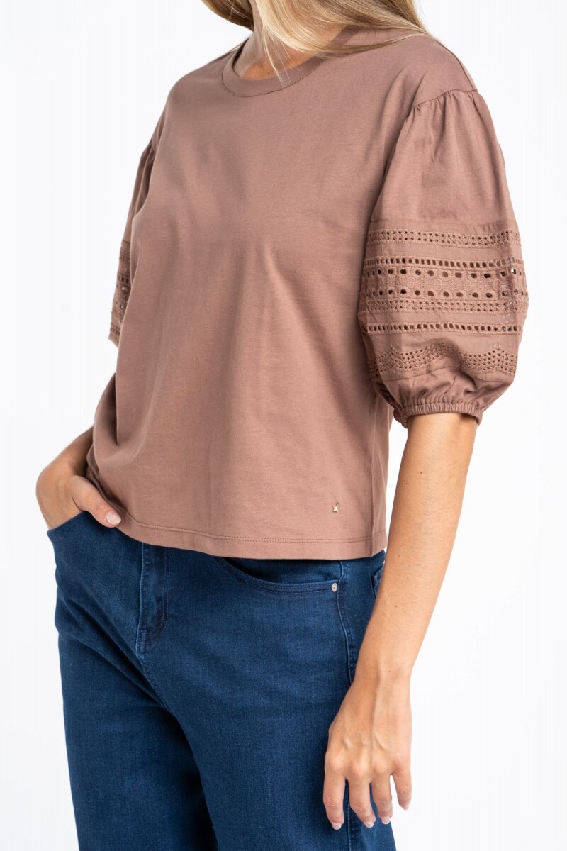 Remera Algodón Combinada Mocha