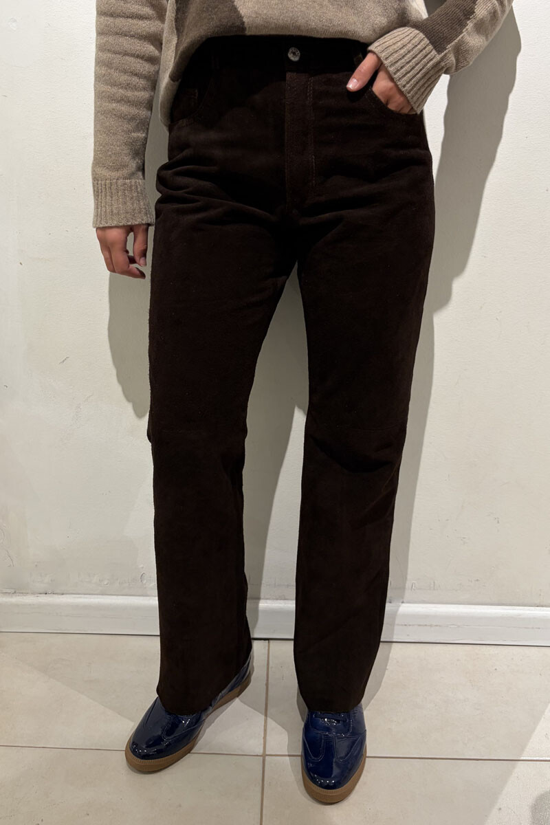 Leather Pant Chocolate gamuza