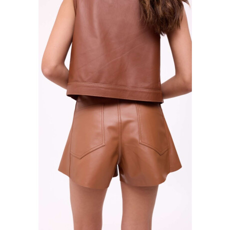 Short Wide Xl Couro Camel