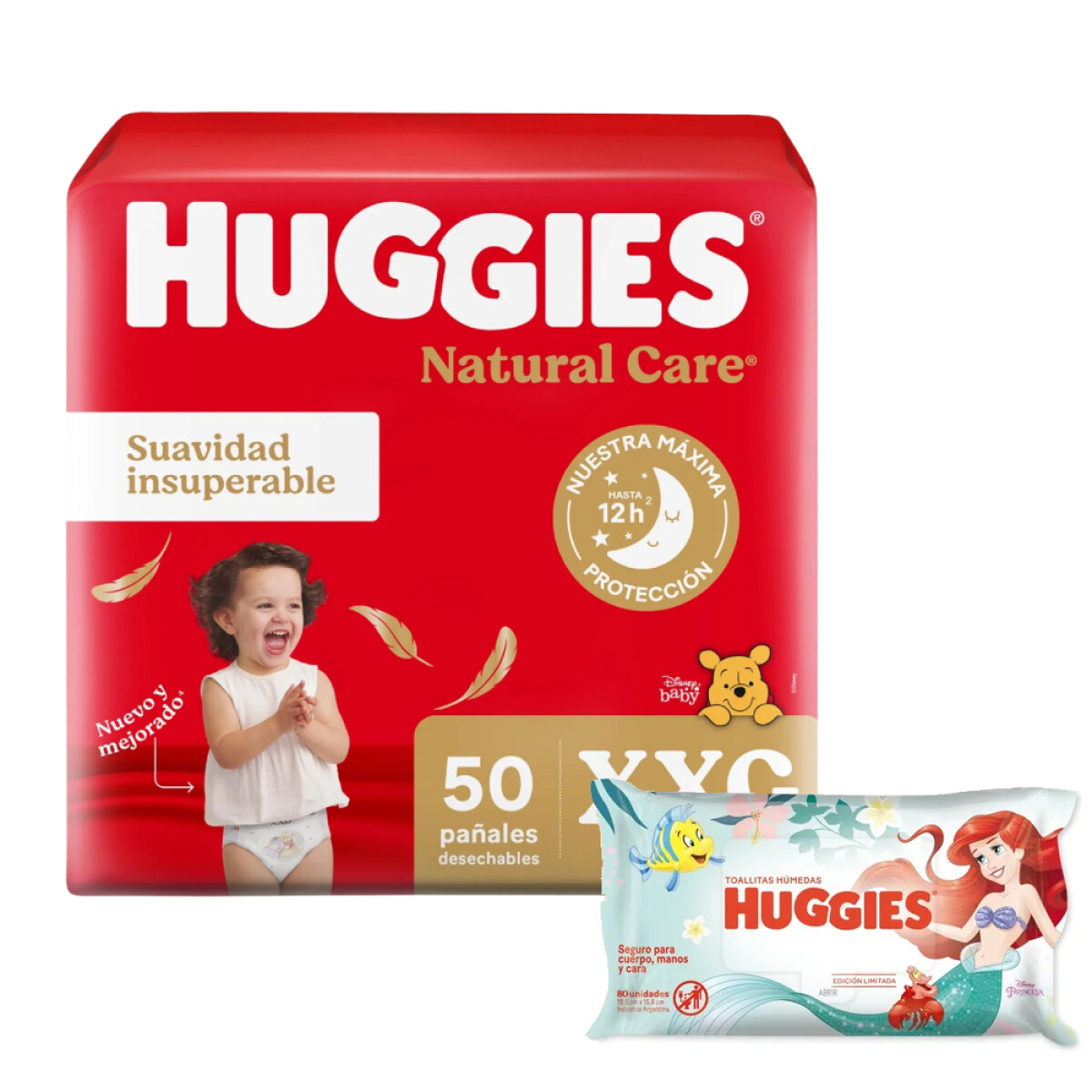 Pañales Huggies Supreme Care XXG + Toallitas 50 Unidades 
