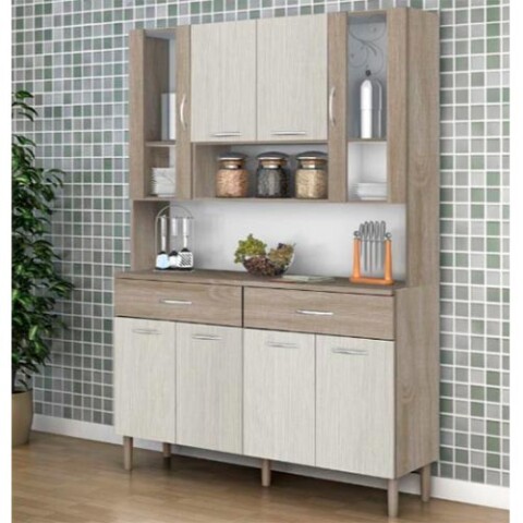 KIT COCINA MOBILI GOLDEN 8Ptas 2Caj. Nogal-Arena Sin color