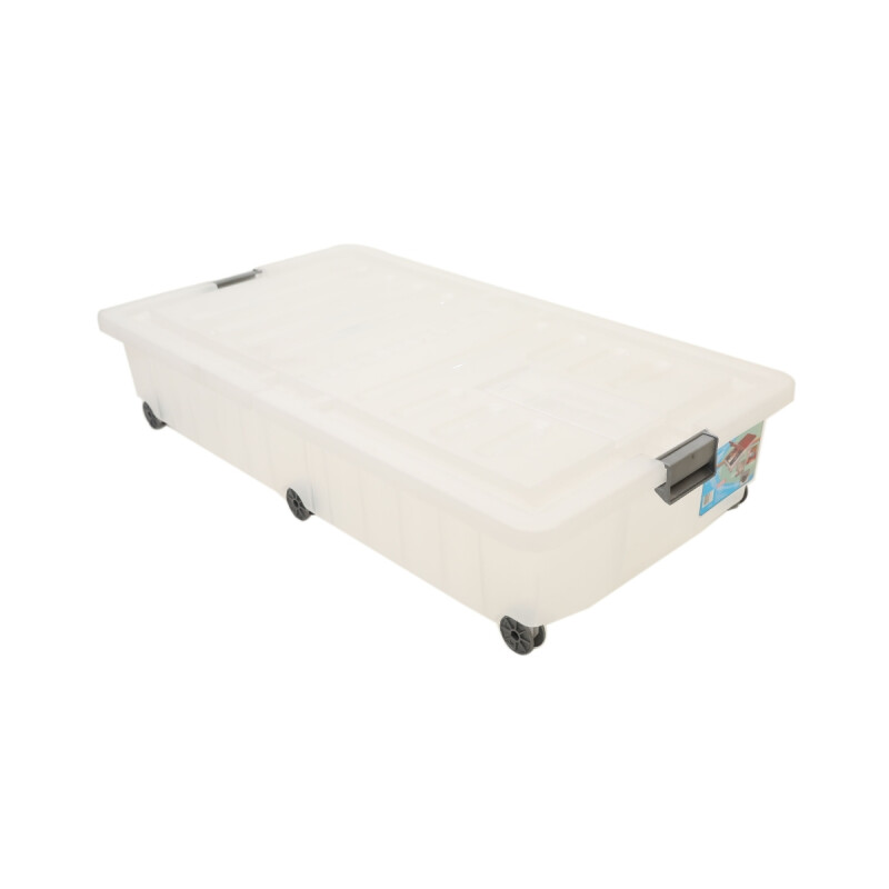 Caja organizadora con ruedas 45lt TRANSPARENTE