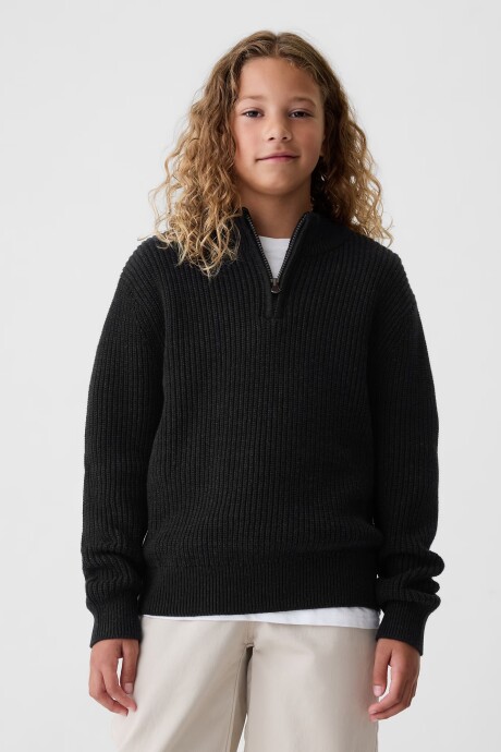 Buzo Algodón Medio Cierre Niño Black Heather