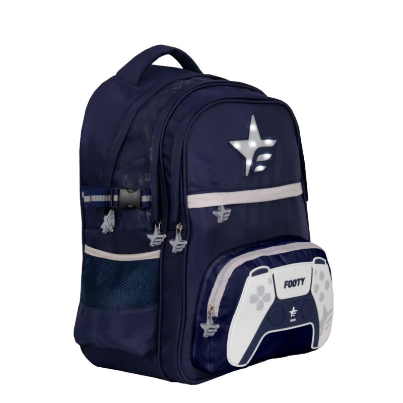 Mochila Footy Joystick 18" con Led Azul Marino - Gris