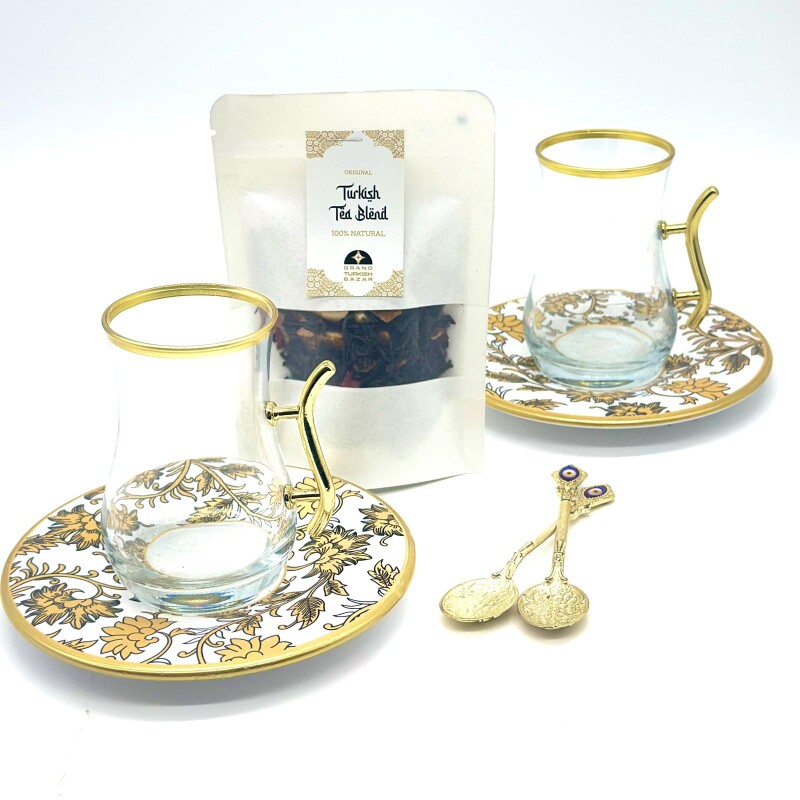 Set de té para dos personas vip cerámica Dorado y blanco