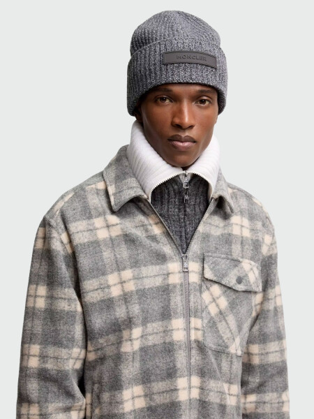 MONCLER - Gorro de Lana y Cachemir Mouliné Tricot Negro
