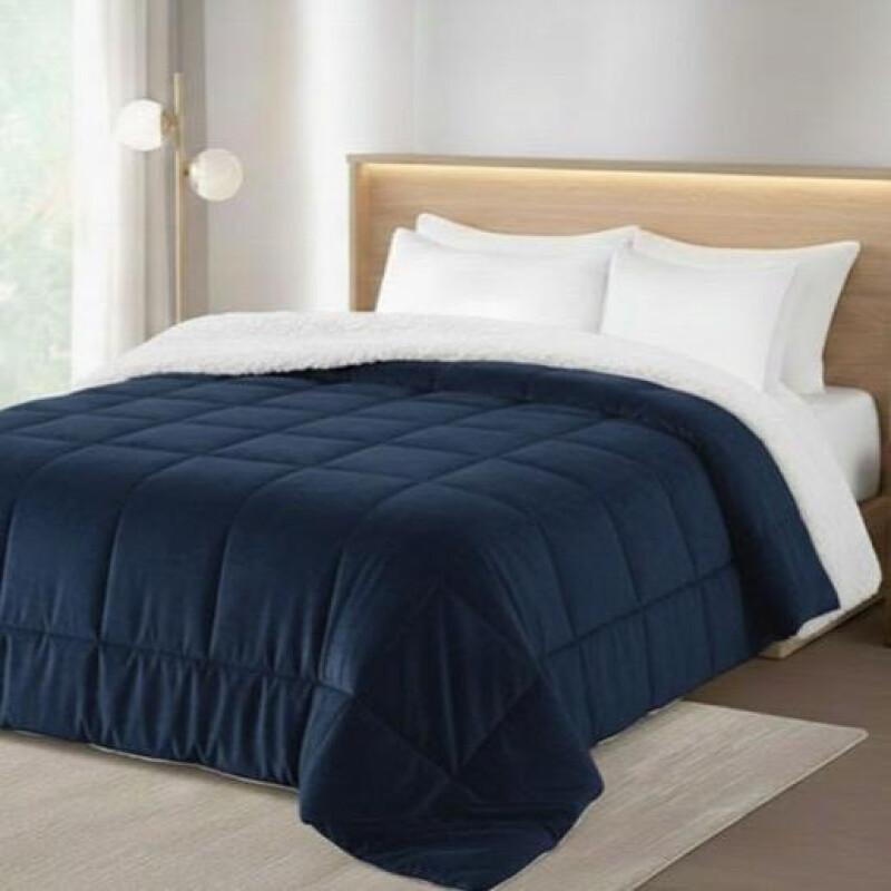 Acolchado 2 Plazas Corderito Sherpa Cotton Flor – Calidez, estilo y confort AZUL