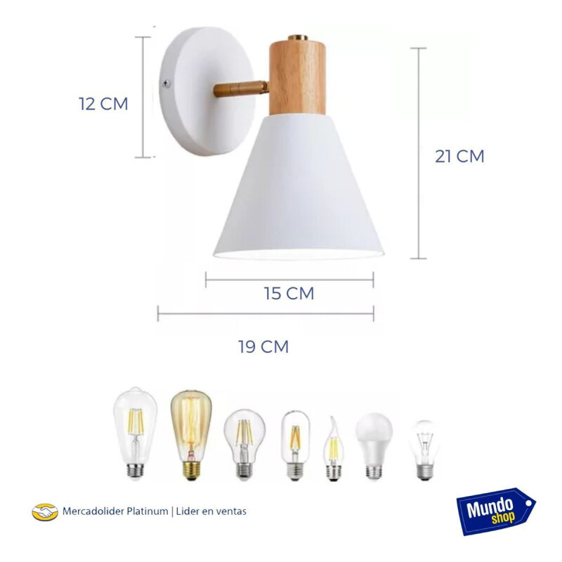 Aplique Estilo Nórdico Metal Blanco Con Detalle Madera Blanco