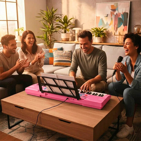 Órgano Musical Teclado Piano 61 Teclas Mozart Español Rosa