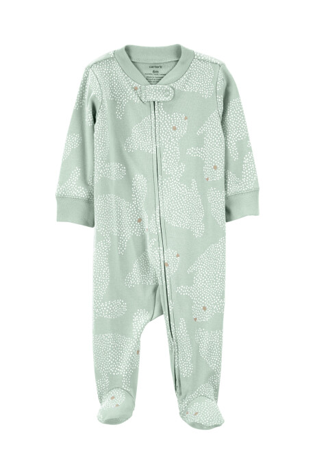 Pijama una pieza de algodón con pie, diseño conejos Sin color