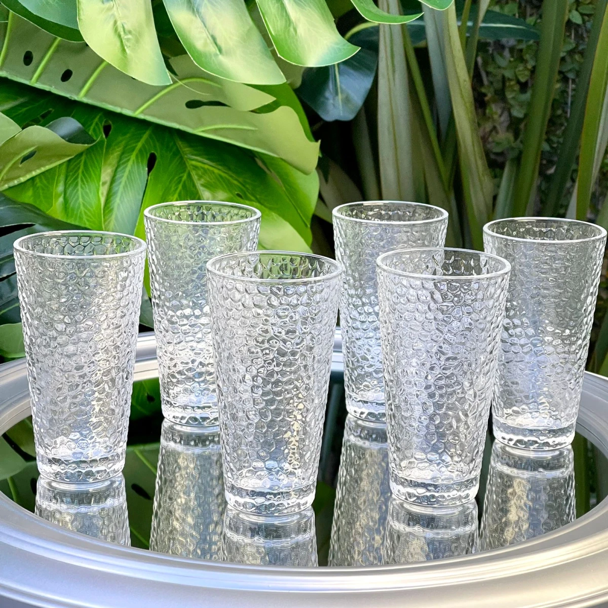 Juego De 6 Vasos Vidrio Facetado 320ML 