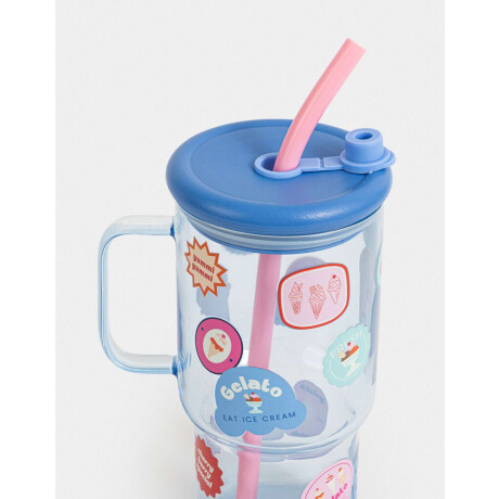 Vaso De Vidrio Con Stickers Combinacion Multicolor