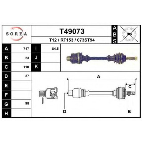 SEMIEJES RENAULT TRAFIC HASTA /93 (23-27-717) - SEMIEJES RENAULT TRAFIC HASTA /93 (23-27-717) -