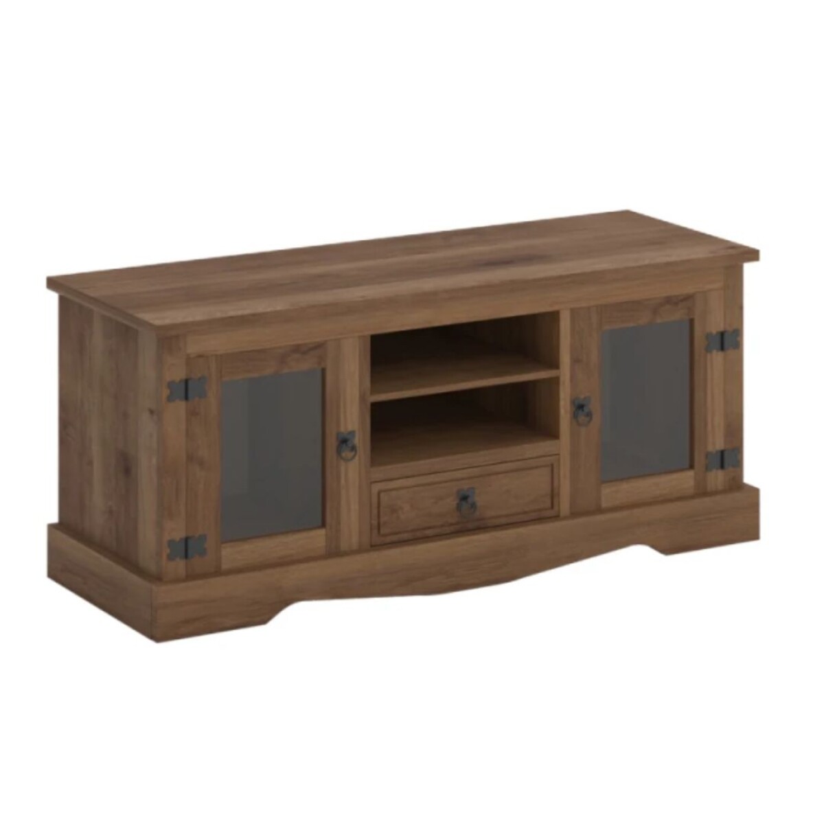 Rack 2 Puertas Vidrio Línea Mexicana Nogal 