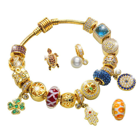 Pulsera bañada en oro de 18 kilates con piedras genuinas - Armonia Pulsera bañada en oro de 18 kilates con piedras genuinas - Armonia