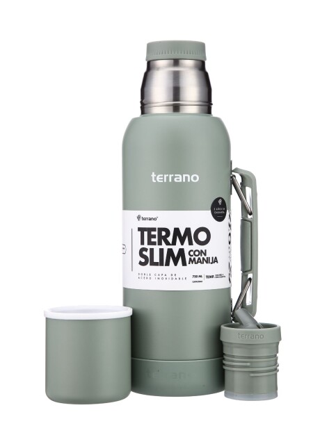 Termo Slim 750mL. con Base Silicona Oliva