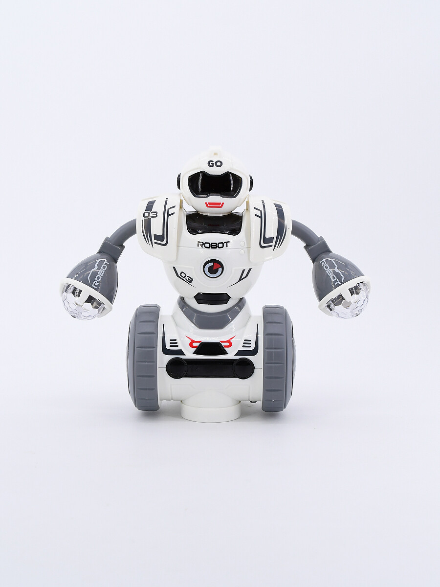 ROBOT GIRATORIO A PILA - BLANCO 