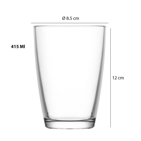 Set X6 Vasos p/ Bebidas Vega Trago Largo en Vidrio 415Ml Lav Transparente