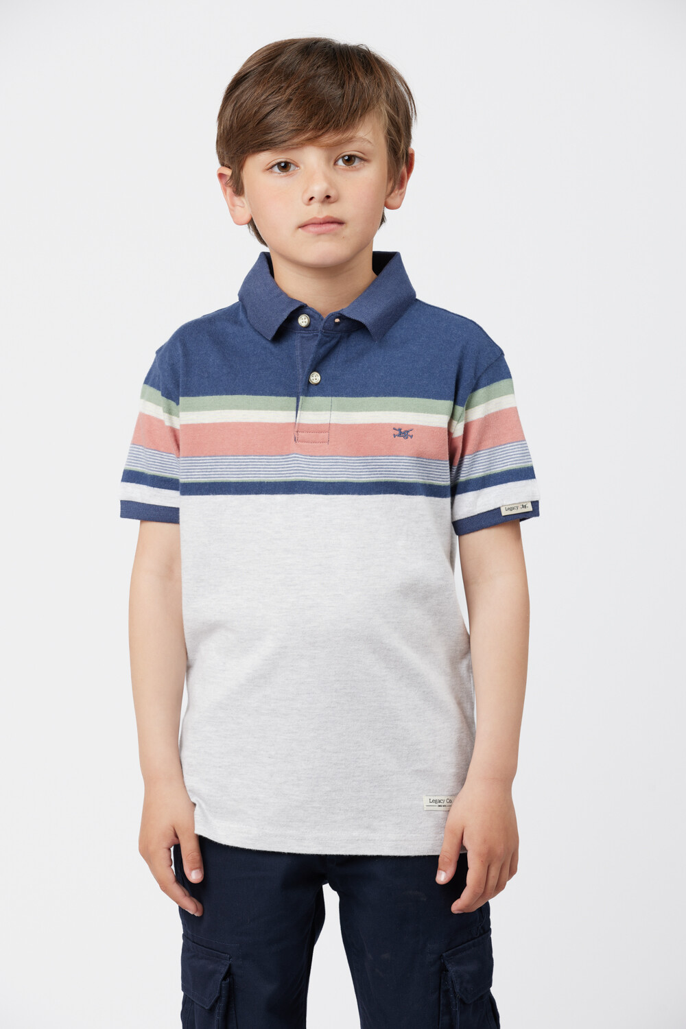 REMERA POLO RAYADA Gris