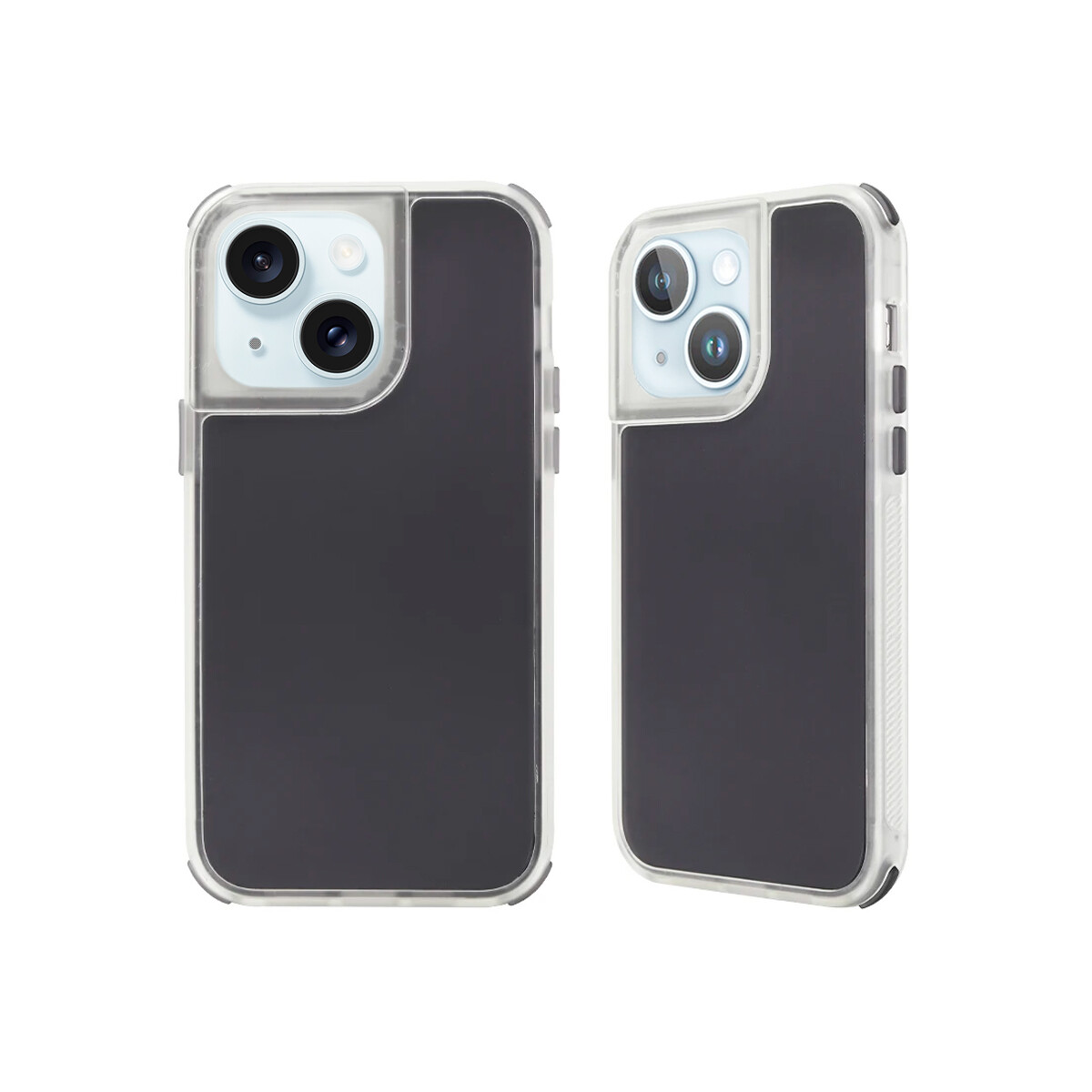 Protector iPhone 15 rígido transparente color negro 