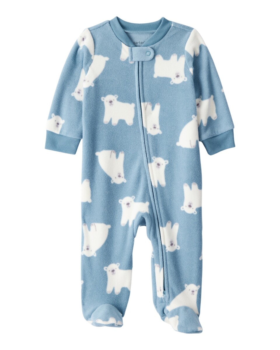 Pijama una pieza de micropolar, con pie, diseño oso polar 