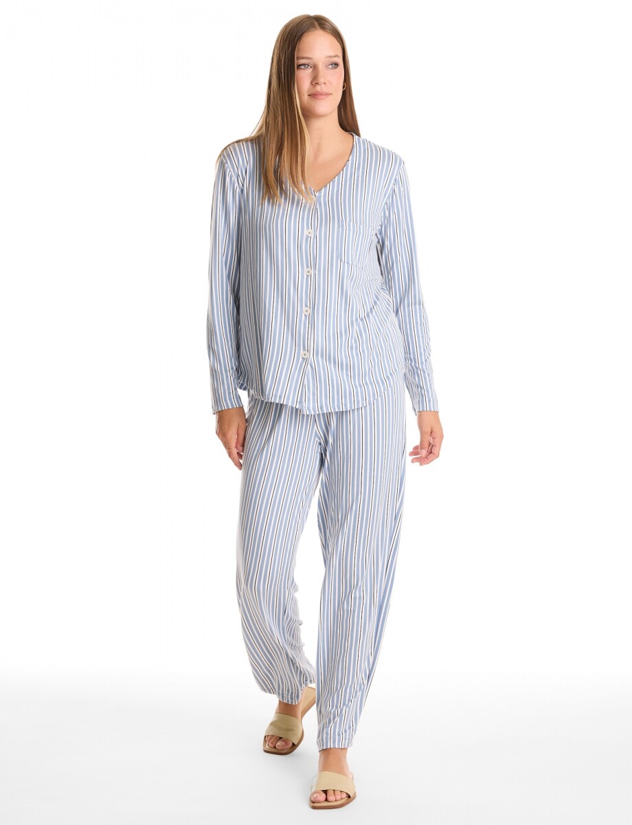 Pijama Con Pantalon - Multi/celeste 
