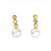 Caravanas Triple circulos y Perlas - Oro bajo - Perla española y zirconia- CA8236 conperla