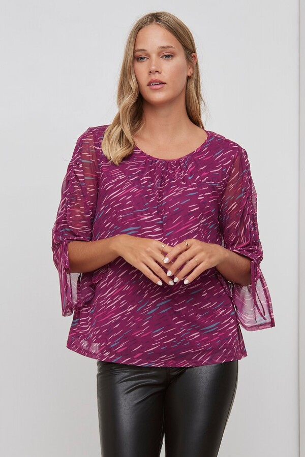 Blusa Tul Print VIOLETA/MULTI