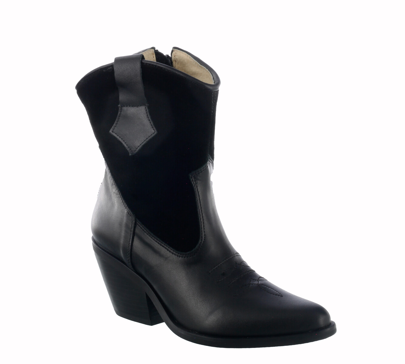 Botas de Mujer Miss Carol tejana de cuero - Negro 