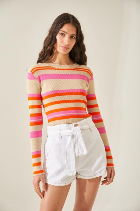 SWEATER BLONDIE BEIGE-FUCSIA