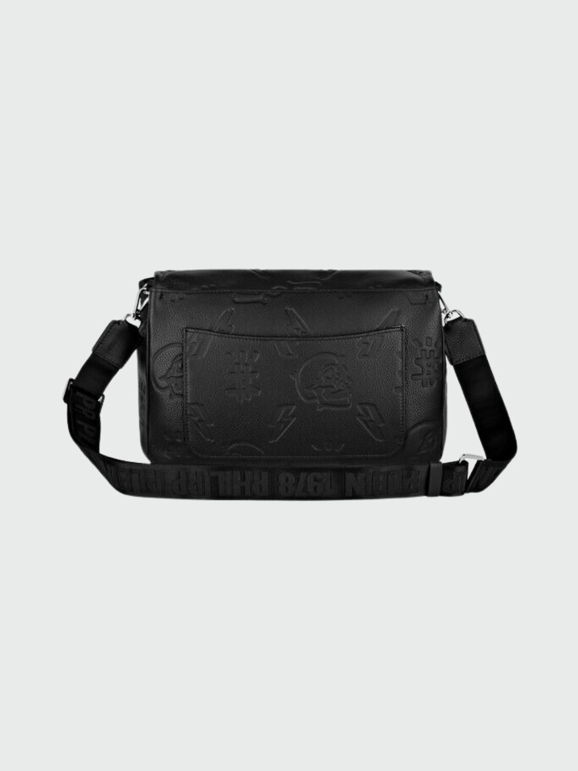 PHILIPP PLEIN - bolso de hombro mediano plateado de cuero Negro
