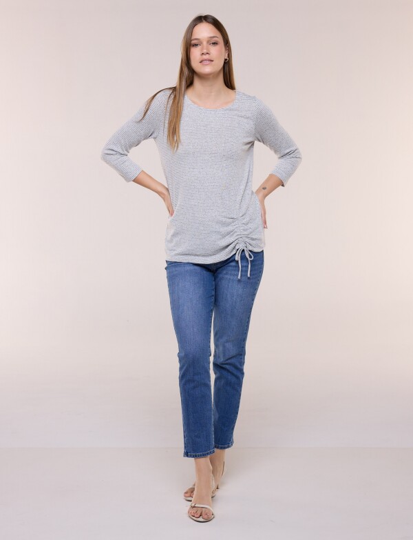 Remera Manga 3/4 Con Frunce Lateral GRIS
