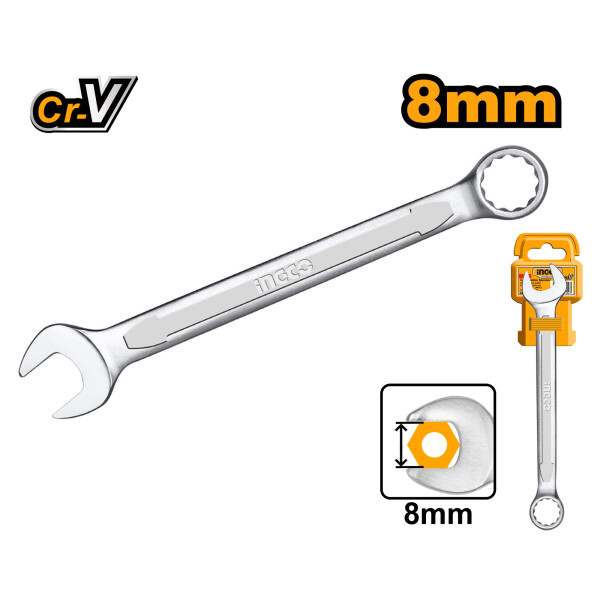 LLAVE COMBINADA BOCA Y ESTRIADA 8MM CR-V INGCO HCSPA081 LLAVE COMBINADA BOCA Y ESTRIADA 8MM CR-V INGCO HCSPA081