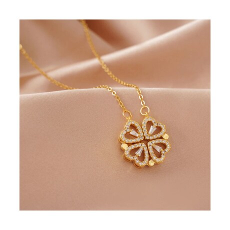 COLLAR TREBOL DE CORAZONES DORADO MAGNETICO DORADO