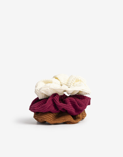 Skunzies Texturada Set De Scrunchies De Corderoy - Combinacion Tricolor