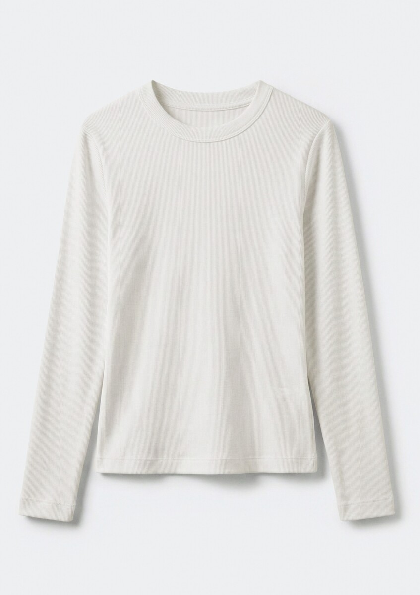 CAMISETA BÁSICA EN TELA ACANALADA - BLANCO 