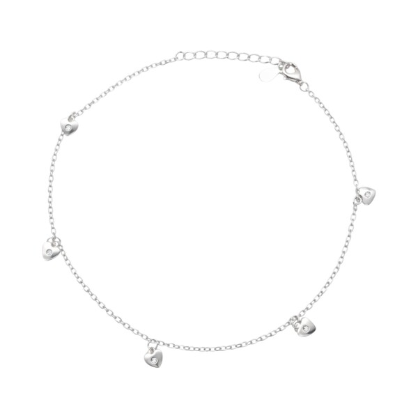 Tobillera force - Dijes corazón con zirconias - Plata 925 - con zirconias - TO3005 conpiedra