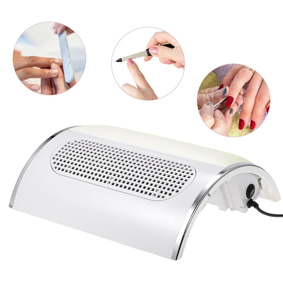 Aspirador de polvo de uñas SM 858-5 con tres ventiladores blanco