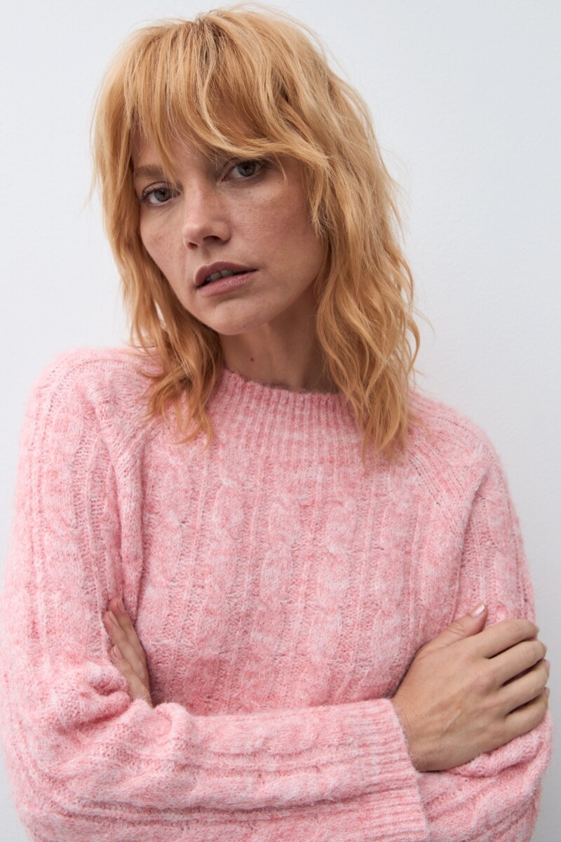 Sweater estructuras rosa melange