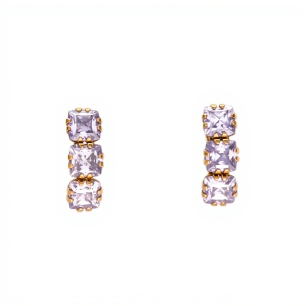 Caravanas pendiente Amatista Trinity- Oro bajo - Amatista - CA8071 conpiedra