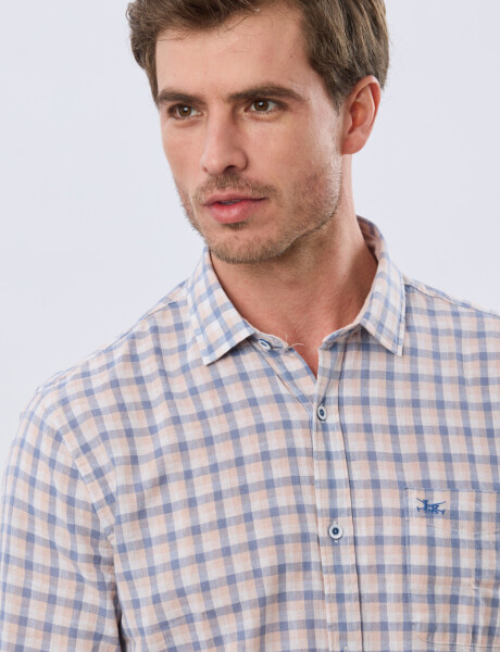 CAMISA CUADROS DE LINO Rosa